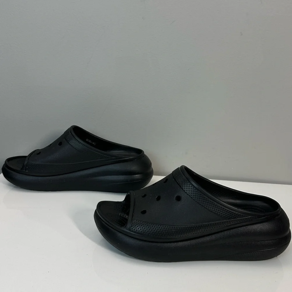 Crocs Classic Crush Slide Sandals Black Unisex Womens 12 Mens 10